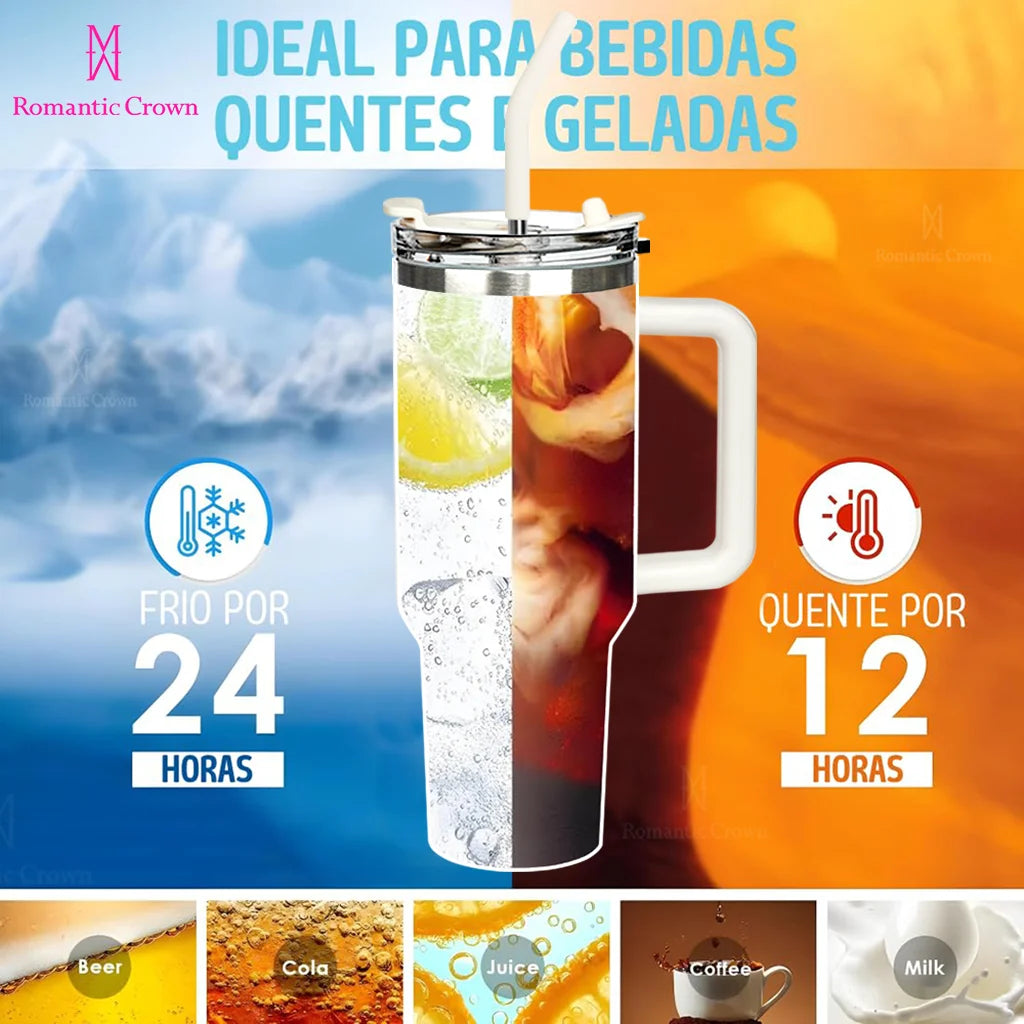 🥤 Copo Térmico Inox 1.2L com Tampa e Canudo – Premium Portable Cup
