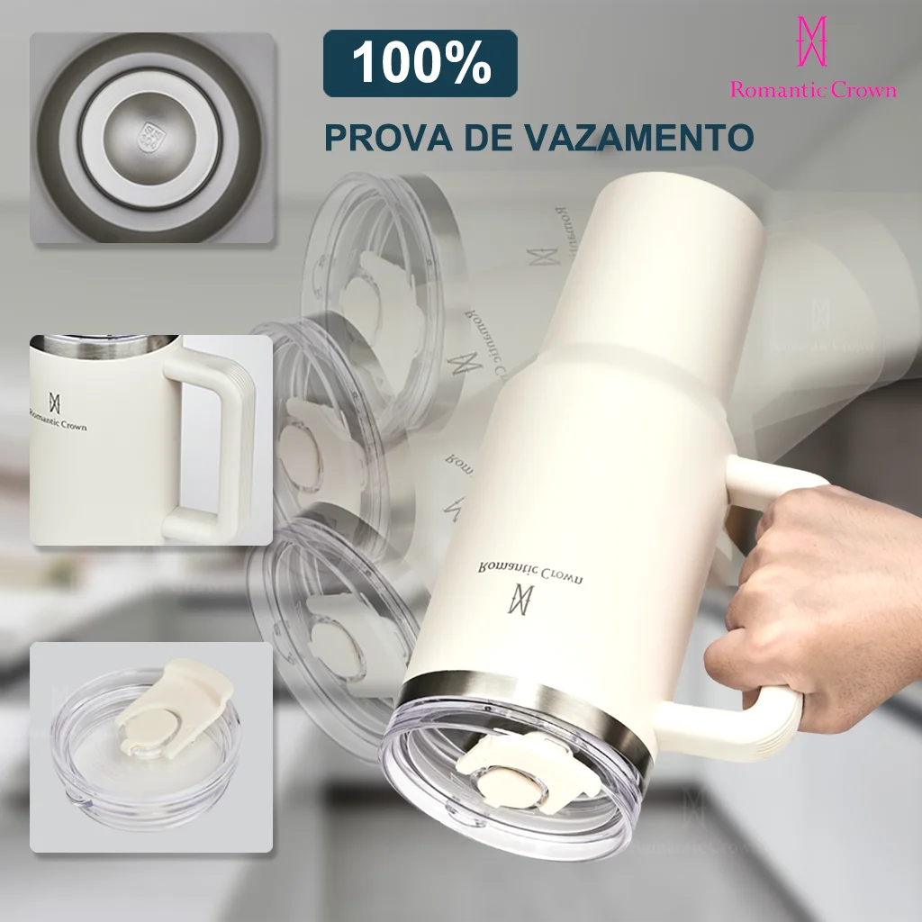 🥤 Copo Térmico Inox 1.2L com Tampa e Canudo – Premium Portable Cup