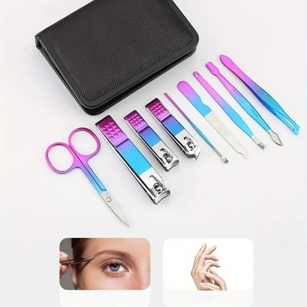 Kit Manicure e Pedicure em Aço Inoxidável – Cortadores de Unha, Tesoura e Estojo Portátil