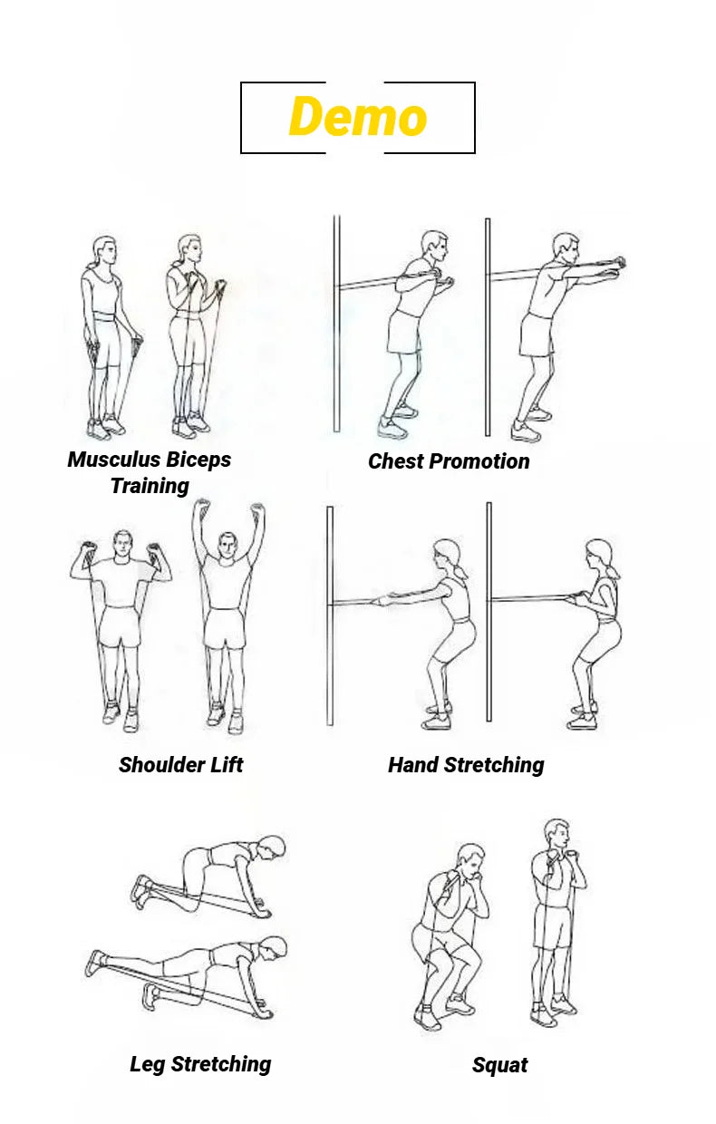 Kit Resistance Bands com Pegadores 5 Níveis Para Treino em Casa
