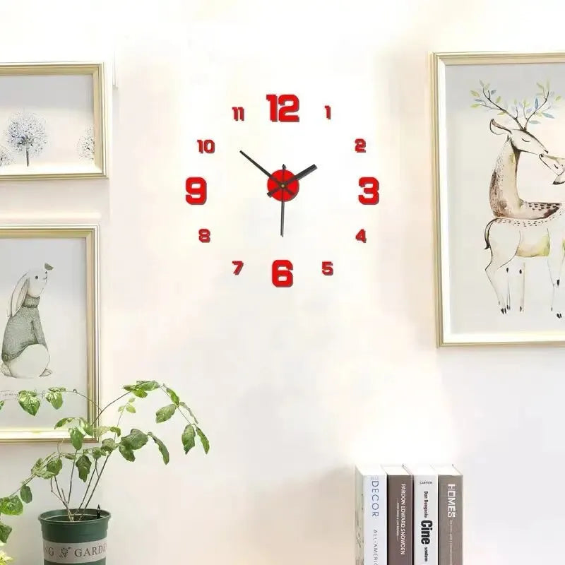Relógio de Parede DIY 3D Sem Moldura – Decoração Moderna e Silenciosa