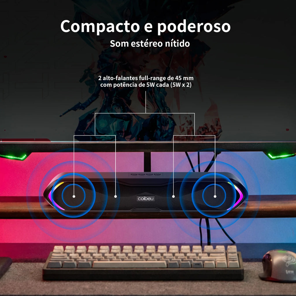 🔥 Caixa de Som Bluetooth Portátil com Som Estéreo e USB
