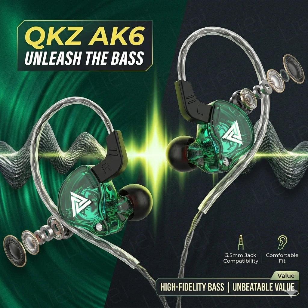 Fone de Ouvido Retorno de Palco QKZ AK6 com Microfone