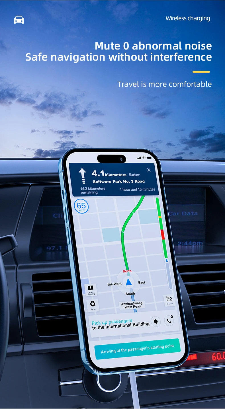 Suporte Veicular Magnético MagSafe com Carregador Wireless Fast Charge