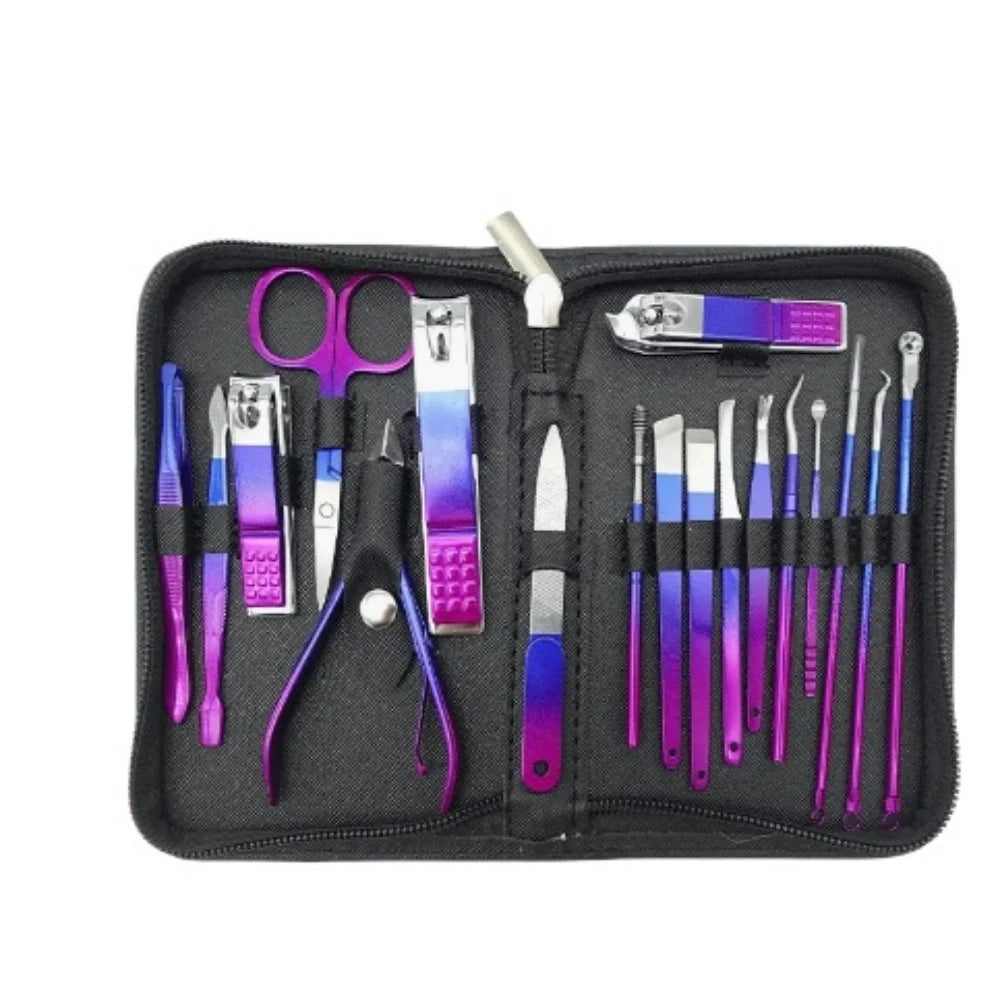 Kit Manicure e Pedicure em Aço Inoxidável – Cortadores de Unha, Tesoura e Estojo Portátil