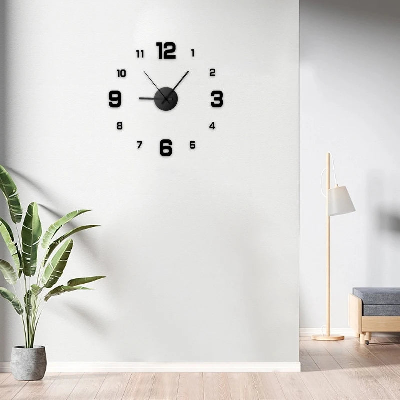 Relógio de Parede DIY 3D Sem Moldura – Decoração Moderna e Silenciosa