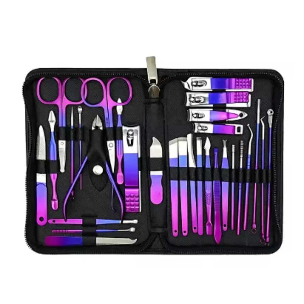 Kit Manicure e Pedicure em Aço Inoxidável – Cortadores de Unha, Tesoura e Estojo Portátil