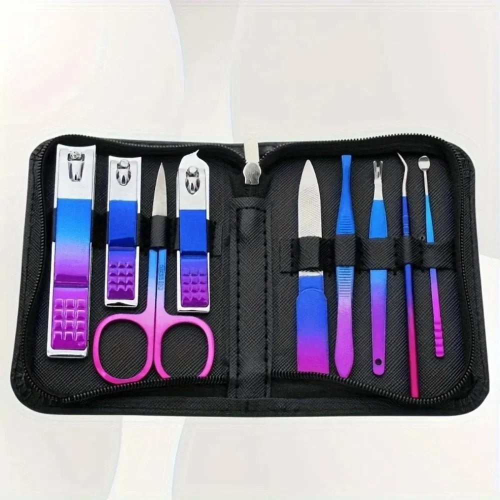 Kit Manicure e Pedicure em Aço Inoxidável – Cortadores de Unha, Tesoura e Estojo Portátil