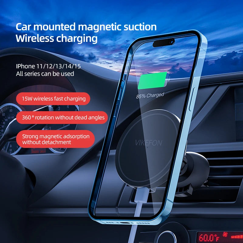 Suporte Veicular Magnético MagSafe com Carregador Wireless Fast Charge