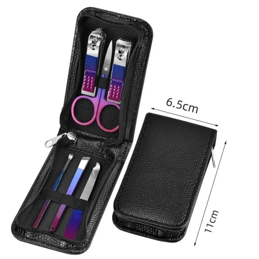 Kit Manicure e Pedicure em Aço Inoxidável – Cortadores de Unha, Tesoura e Estojo Portátil